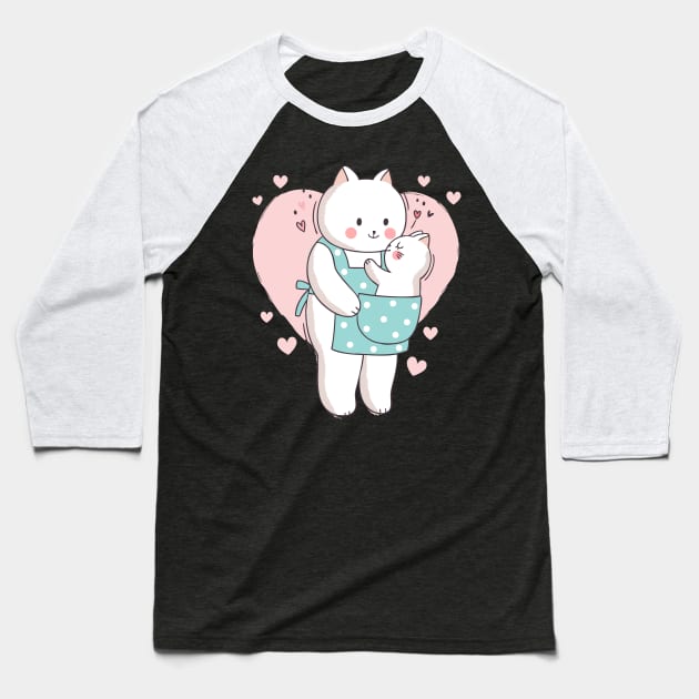 Cats Loving Mom Baseball T-Shirt by Lovely Arts